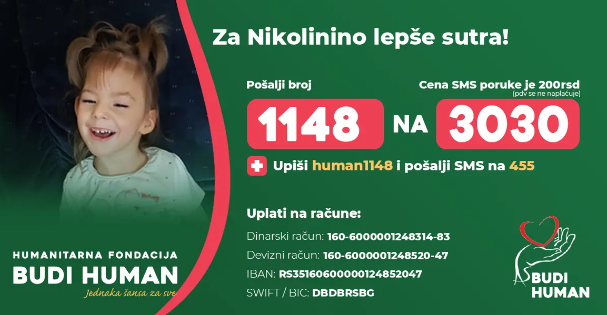 Pomozimo maloj Nikolini Ćirić iz Čačka – hitno je potrebno prikupljanje sredstava